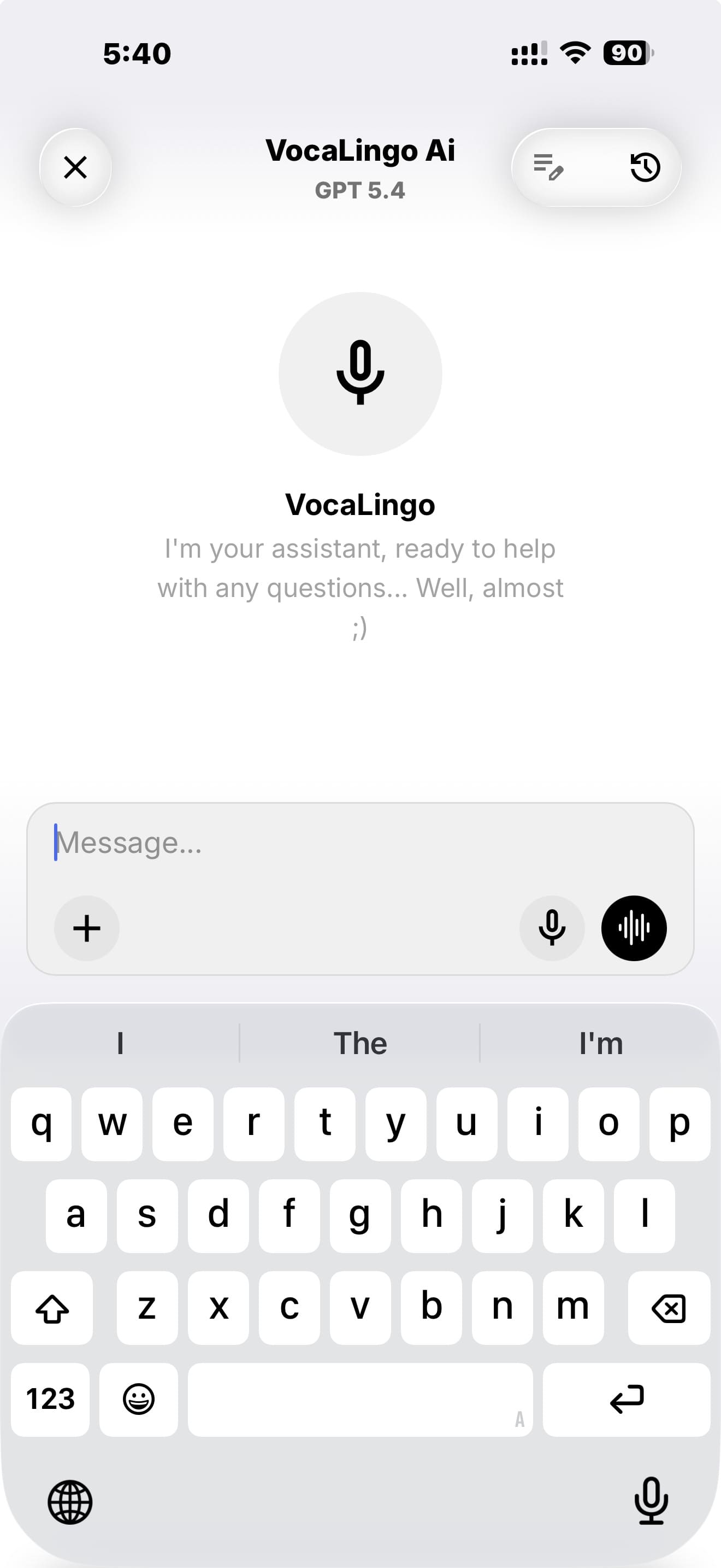 VocaLingo 앱 인터페이스